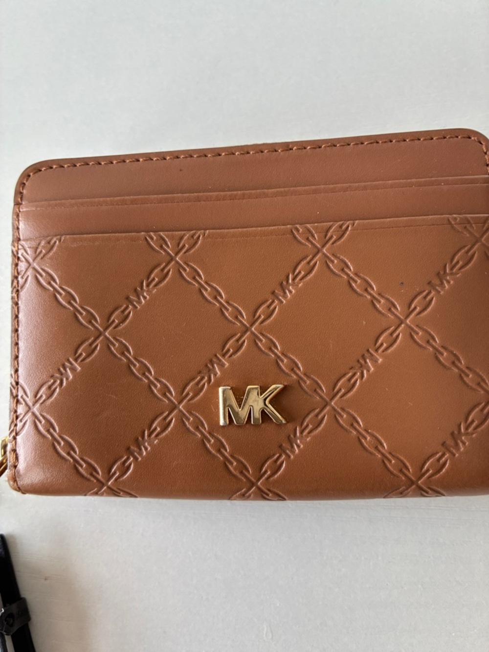 Michael Kors Tan Quilted MK Logo Coin and Card Holder